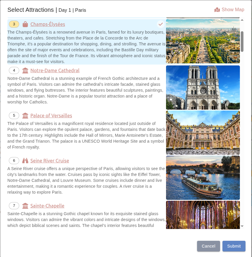 M\&H Planner Attraction Selection
