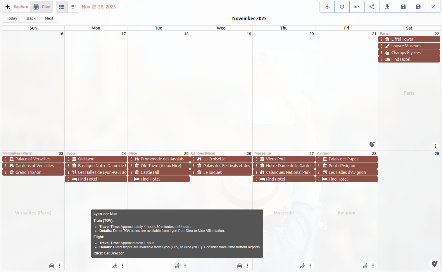 M\&H Planner Trip Calendar