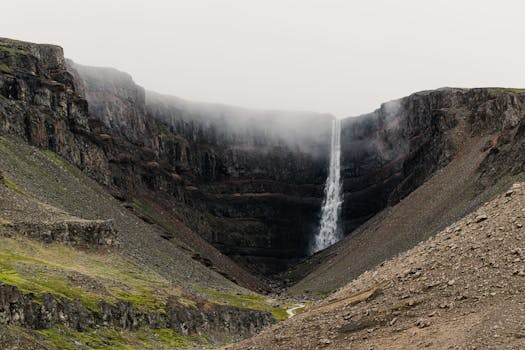 Hengifoss Waterfall