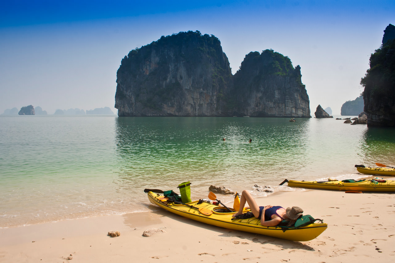 Kayaking in Halong Bay