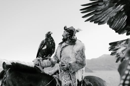 Kazakh Eagle Hunter's Family