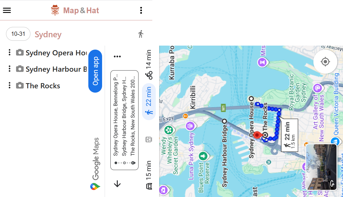 Screenshot of trip planner mobile screens